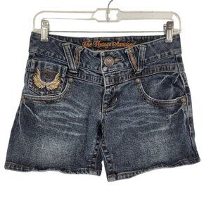 The vintage standard womens 27 per measurements dark wash denim jean shorts